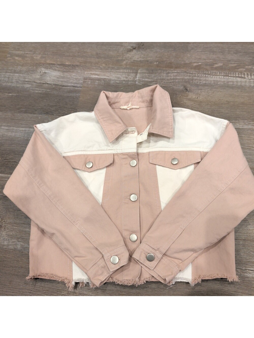 Le Lis Two-Tone Pink and White Denim Jacket Size S